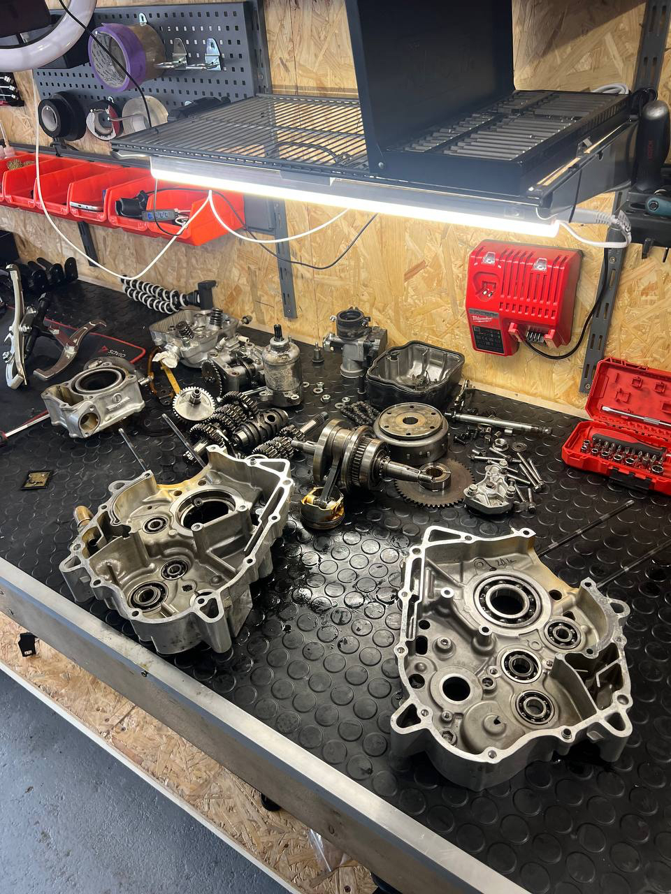 Engine parts disassembled